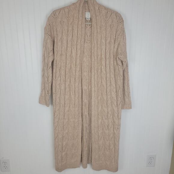 J by Joie Long Line Tan Lace Knit Cardigan Size Small - Picture 2 of 7